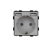 LEDBOX Base Enchufe EU tipo SCHUKO 16A + cargador rápido USB A KOOB, gris