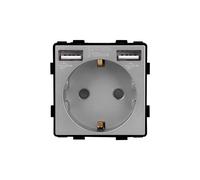LEDBOX Base Enchufe EU tipo SCHUKO 16A + cargador rápido USB A KOOB, gris. Sistemas de control, Mecanismos KOOB