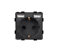 LEDBOX Base Enchufe EU tipo SCHUKO 16A + cargador rápido USB A KOOB, negro. Sistemas de control, Mecanismos KOOB