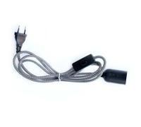 LEDBOX Cable textil E27 con interruptor y enchufe, 2m, negro-blanco. Instalaciones, Cableado