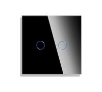 LEDBOX Conmutador táctil doble KOOB frontal cristal negro