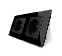 LEDBOX Enchufe Socket doble EU 16A, frontal negro LIVOLO. Sistemas de control, Mecanismos LIVOLO