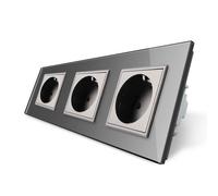 LEDBOX Enchufe triple tipo SCHUKO EU de 16A, frontal gris LIVOLO. Sistemas de control, Mecanismos LIVOLO
