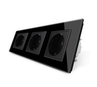 LEDBOX Enchufe triple tipo SCHUKO EU de 16A, frontal negro LIVOLO. Sistemas de control, Mecanismos LIVOLO