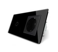LEDBOX Interruptor táctil, 1 boton + 1 enchufe, frontal negro LIVOLO. Sistemas de control, Mecanismos LIVOLO