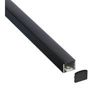 LEDBOX KIT - Perfil aluminio DIRA para tiras LED, 1 metro, negro. Perfiles para tiras LED, Perfiles de superficie