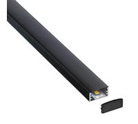 LEDBOX KIT - Perfil aluminio KAIF para tiras LED, 1 metro, negro. Perfiles para tiras LED, Perfiles de superficie