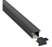 LEDBOX KIT - Perfil aluminio RIDA para tiras LED, 1 metro, negro. Perfiles para tiras LED, Perfiles empotrados