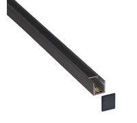 LEDBOX KIT - Perfil CUB 1010 para tiras LED, 1 metro, negro. Perfiles para tiras LED, Perfiles de superficie