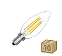 LEDBOX Pack 10 x Bombilla Filamento LED Vela E14 COB 4W, Blanco cálido 2700K. Bombillas LED, Bombillas Led E14