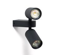 LEDKIA Aplique de Pared Aluminio Aritz 2 Focos Negro | CasquilloGU10