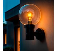 Ledkia Aplique de Pared Exterior Acero Inoxidable con Sensor Crepuscular Optic Negro