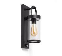 LEDKIA Aplique de Pared Exterior Benny con Sensor Movimiento PIR Negro | CasquilloE27
