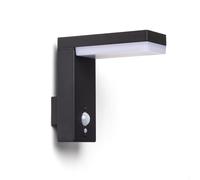 Ledkia Aplique de Pared Exterior Solar LED 2W Aluminio con Sensor de Movimiento Goran Negro Black