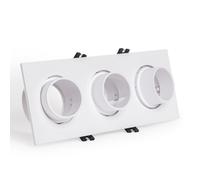 Ledkia Aro Downlight Cuadrado Basculante Bajo UGR para tres Bombilla LED GU10 / GU5.3 Corte 75x235 mm Suefix Blanco White