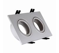 Ledkia Aro Downlight Cuadrado Basculante para dos Bombillas LED GU10 / GU5.3 Corte 75x150 mm Blanco Silver