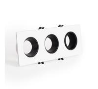 LEDKIA LIGHTING Aro Downlight Cuadrado Basculante para tres Bombillas LED GU10 / GU5.3 Corte 75x235 mm Blanco/Negro