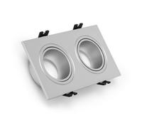 Ledkia Aro Downlight Cuadrado Cónico Basculante para dos Bombillas LED GU10 / GU5.3 Corte 75x150 mm Blanco Silver