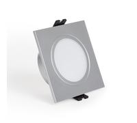 Ledkia Aro Downlight Cuadrado IP65 para Bombilla LED GU10 / GU5.3 Corte Ø75 mm Maxis Blanco Silver