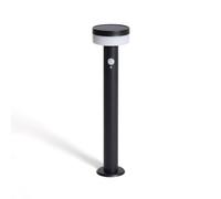Ledkia Baliza de Pie Exterior Solar LED 1,5W 50cm Acero Inoxidable con Sensor de Movimiento Ashier Plateado Black