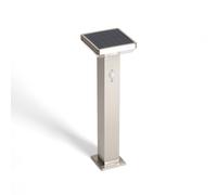 Ledkia Baliza de Pie Exterior Solar LED 5W 50cm Acero Inoxidable con Sensor de Movimiento Barton Square Plateado Silver