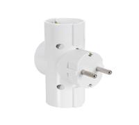 LEDKIA Base Múltiple 3 Enchufes Tipo F Schuko Cruz Blanco