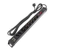 LEDKIA Base Múltiple 6 Enchufes Tipo F Schuko Protector Sobretensiones+2 En