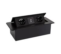 LEDKIA Base Múltiple Empotrable 2 Enchufes Tipo F + 2xUSB Negro
