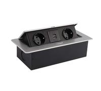 LEDKIA Base Múltiple Empotrable 2 Enchufes Tipo F + 2xUSB Plateado