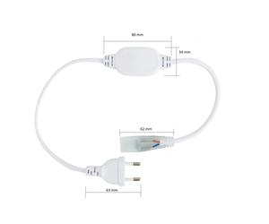 Ledkia Cable Rectificador Corriente IP67 Tira LED 220V AC Corte 25/100cm - Alta Calidad