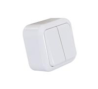 Ledkia Interruptor de Superficie Doble Conmutado Blanco White