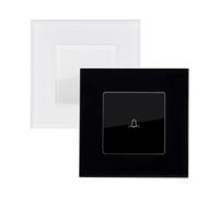 Ledkia Interruptor Táctil Simple Pulsador con Marco Cristal Modern Blanco Black