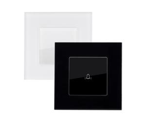 Ledkia Interruptor Táctil Simple Pulsador con Marco Cristal Modern Blanco Black