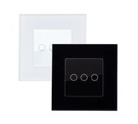 LEDKIA LIGHTING Interruptor Táctil Triple con Marco Cristal Modern Blanco