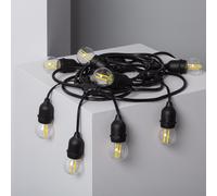 Ledkia Kit Guirnalda Luces Exterior 5.5m Negro + 8 Bombillas LED E27 Filamento 4W