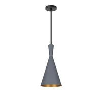 LEDKIA LIGHTING - Lámpara Colgante Metal Lennon | Diseño Retro-Vintage Cono | Ajustable en Altura | Soporta Bombilla E27 | Para Salón, Dormitorio, Cocina, Gris, Aluminio