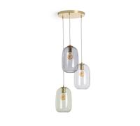 Ledkia Lámpara Colgante Cristal Vintage con Tulipas Ahumadas Multicolor