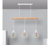 LEDKIA LIGHTING - Lámpara Colgante Sardo | Estilo Industrial Retro | 3 Focos E27 | Cable Regulable | Para Salón, Dormitorio, Cocina | IP20, Blanco, Metal