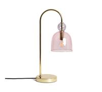 LEDKIA LIGHTING - Lámpara de Mesa Metal y Cristal Baudelaire | Diseño Elegante Vintage | Compatible con Bombilla E14 | Uso Interior | 20W Máx | Dimensiones Compactas, Dorado, Cristal
