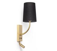 Ledkia Lámpara de Pared con Luz de Lectura 2.5W Metal Gold-Teylo Conne S Blanco S black