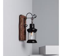 LEDKIA LIGHTING - Lámpara de Pared de Madera y Metal Fanala | Aplique Decorativo para Interiores | Compatible con Bombilla E27 220-240V | Diseño Versátil para Hogar y Comercio, Negro