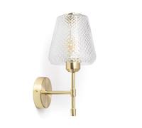 LEDKIA LIGHTING - Aplique de Pared Stiklu | Diseño Vintage y Elegante | Metal y Cristal con Relieves Geométricos | Ideal para Salones y Dormitorios, Dorado