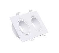 LEDKIA LIGHTING Aro Downlight Cuadrado Basculante para dos Bombillas LED GU10 / GU5.3 Corte 75x155 mm Blanco