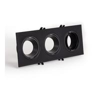 LEDKIA LIGHTING Aro Downlight Cuadrado Basculante para tres Bombillas LED GU10 / GU5.3 Corte 75x235 mm Negro