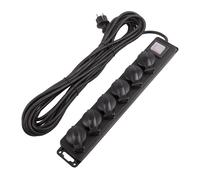 LEDKIA LIGHTING - Base Múltiple 6 Enchufes | Cable 10m | Protección IP44 para Exterior | Interruptor de Luz | Seguridad Infantil, Negro, Cloruro de Polivinilo Black