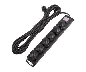 LEDKIA LIGHTING Base Múltiple 6 Enchufes Tipo F Schuko IP44 10m Negro