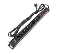 LEDKIA LIGHTING - Base Múltiple 8 Enchufes | Protector Sobretensiones | 2 USB Puertos 2100 mA | 5m Cable | Protección Infantil | Interruptor Luz, Negro, Cloruro de Polivinilo