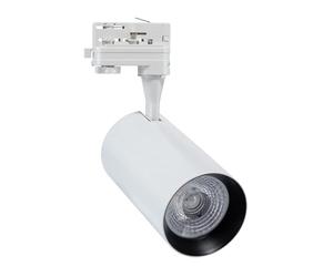 LEDKIA LIGHTING - Foco Carril LED Trifásico 30W | COB SANAN 100lm/W | Ángulo 24º | Iluminación para Tiendas y Exposiciones | Blanco Neutro 4000K, Policarbonato