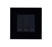 LEDKIA LIGHTING - Interruptor Triple Conmutado | Diseño Moderno | Acabados en Policarbonato Resistente | Control de Luz Doble | Ideal para Hogar | Instalación Estándar, Blanco, Policarbonato Black