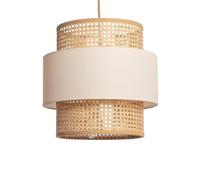 LEDKIA LIGHTING - Lámpara Colgante Amaia | Ratán Natural y Tela | Luz Cálida y Envolvente | Ideal para Salón y Dormitorio | Fácil Instalación | Diseño Versátil, Blanco Roto